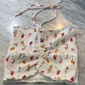 NWT Forever 21 White Floral Smocked Tank Top